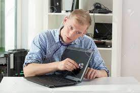 Maybe you would like to learn more about one of these? Young Handsome Computer Science Auscultating The Computer By Stock Photo Picture And Royalty Free Image Image 38576767