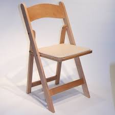 Natural Wood Folding Chair W Ivory Padded Seat Grand Event Rentals Wood Folding Chair Folding Chair Chair