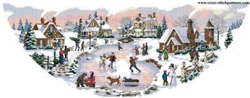 /free patterns/free patterns/free cross stitch patterns. Skater S Village Tree Skirt Counted Cross Stitch Patterns And Charts