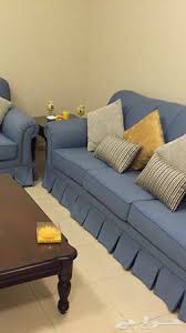 كنب صالة مفصل ستايل أمريكي ازرق اللون