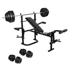 Vidaxl Banc De Musculation Complet Avec Haltere Long Et Set Dhalteres Prix Pas Cher Cdiscount