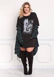 Plus Size Clothing Plus Size Graphic Lace Up T Shirt Dress Debshops Plus Size Outfits Lace Up T Shirt Clothes
