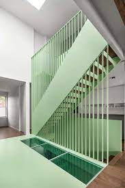 Sage Green Staircase Takes Center Stage In Montreal Residence Renovation By Naturehumaine New Staircase Architecture Stairs