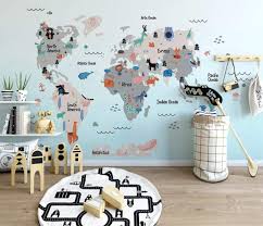Coordinating pillows and curtains brings in lots of pattern and nautical boys room. Murwall Kids Wallpaper Kids World Map Wall Mural Nursery Map Wall Decor Girls Boys Bedroom Wall Art Kindergarten Wall Paint Art Baby Room Buy Online In Dominica At Dominica Desertcart Com Productid 89155501