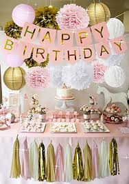 Pink Gold Birthday Decorations Pink Birthday Banner Pink Girls Birthday Party Kit Decor Pink Gold Poms Lantern Set Pink Tassel Pink Girl Birthday Gold Birthday Decorations Birthday Party Kits