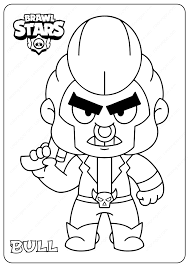 The brawler wears a uniform with ruffs toy icons, a headdress, and a ball of thread. Printable Brawl Stars Bull Pdf Coloring Pages Coloring Home