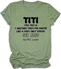 Amazon.com: TITI Women's Casual Letter Print T Shirts Summer Short Sleeve  Round Neck Pullover Funny Sayings Tee Tops Blouses Army Green : Sports &  Outdoors