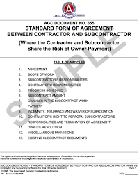 Government contracts and administrative law issues. Appendix L Agc Document 655 Standard Form Of Agreement Between Contractor And Subcontractor Construction Contracting A Practical Guide To Company Management 8th Edition Book