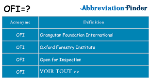 Tânăra, in stare de inconștiență, a fost intubată și transportată la spitalul universitar. Que Signifie Pour Les Ofi Ofi Definition Abreviation Finder