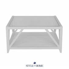 Safavieh carlton modern scandinavian side storage lacquer coffee table in white/light grey. Samuel Oak Glass Coffee Table Square Style My Home