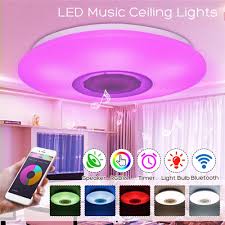 Modern Bluetooth Speaker Ceiling Light Remote Control Rgb Led Music Lamp Dimmable Living Room Lighting Fixture Bedroom Smart Set Ceiling Lights Aliexpress