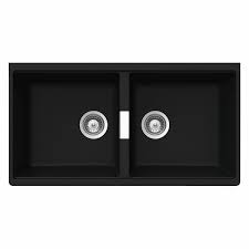 Black, undermount kitchen sinks : Schock Double Bowl Undermount Magma Abey Australia
