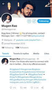 Mugen rao is an actor, director, lyricist, and singer. Gopika Krish Gopika Krish Twitter