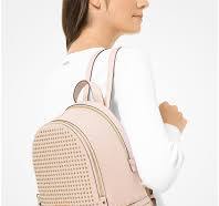 Cheap michael kors pink backpack with studs Factory Sale Michael Kors Pink  Studded Leather Backpack