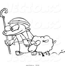 Free printable shaun the sheep coloring pages. Vector Of A Cartoon Shepherd And Sheep Coloring Page Outline By Toonaday 23123