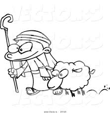 Free printable shaun the sheep coloring pages. Vector Of A Cartoon Shepherd And Sheep Coloring Page Outline By Toonaday 23123