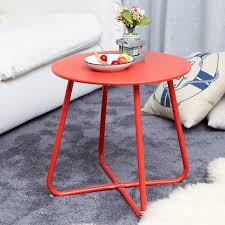 I got the base built, and one coat of stain on it. Grand Patio Round Metal Side End Table Steel Patio Coffee Table For Bistro Porch Weather Resistant Outside Table Small Red Buy Online In Antigua And Barbuda At Antigua Desertcart Com Productid 196623531