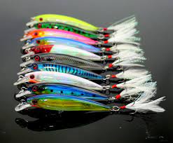 10pcs Qualita Minnow Plastic Fishing Lure Isca Artificiale Feather Ganci Hard Bait Per La Pesca Fishing Lures Saltwater Fishing Lures Fishing Bait