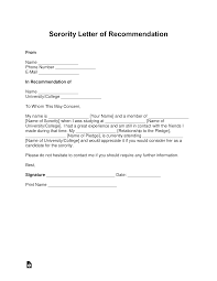 Free Sorority Recommendation Letter Template With Samples Pdf Word Eforms