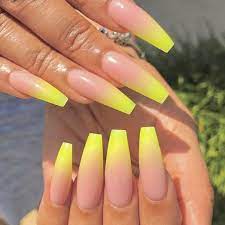 These claws are very long and are painted in a really vibrant yellowish hue. Yellow Baby Tag Someone You Know Would Wear These Selfcare Glowinthedark Yellow Nails Design Nail Art Ombre Ombre Acrylic Nails