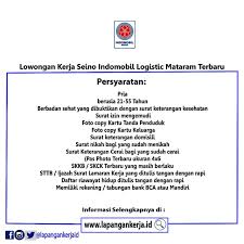 Check spelling or type a new query. Latest Seino Indomobil Logistic Mataram Job Vacancies Steemit