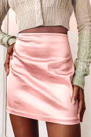Sexy Pink Mini Skirt Satin Mini Skirt Bodycon Mini Skirt Lulus