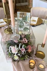 Clear Perspex Acrylic Box Cube Wedding Centrepiece With Modern Calligraphy Box Wedding Centerpieces Boxes Wedding Decor Wedding Centerpieces