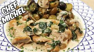 Poulet Sauce Champignons Cremeuse A L Ail Youtube