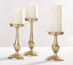 Ranging in size from single tealight holders to statement candelabras, decorative pieces are right at home in any room. Chester Brushed Brass Candle Holders Pottery Barn