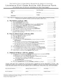 Form For A Rule For 102 Louisiana Divorce Fill Online Printable Fillable Blank Pdffiller
