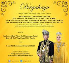 Pegawai imigresen kanan jabatan imigresen dan pendaftaran kebangsaan kementerian hal ehwal dalam negeri 22 mac 2021 status 2020/0040/07: Bahagian Genius On Twitter Dirgahayu Kebawah Duli Yang Maha Mulia Seri Paduka Baginda Yang Di Pertuan Agong Al Sultan Abdullah Ri Ayatuddin Al Mustafa Billah Shah Ibni Almarhum Sultan Haji Ahmad Shah Al Musta In Billah Sempena Sambutan