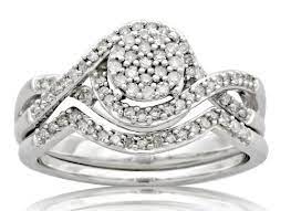 Miabella 1 3 Carat Diamond Sterling Silver Cross Over Bridal Set Walmart Com Silver Bridal Earrings Silver Earrings Wedding Diamond Bridal Sets