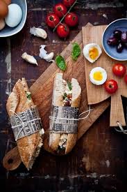 Yummy Baguette Sandwiches Wrapped With Newspaper Butcher Twine Cafe Food Food Photography Recipes