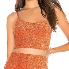 Motel Rocks Tops Motel Bliss Crop Tank Orange Glitter Poshmark