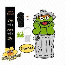 Oscar The Grouch Full Body In Trash Can Layered Svg Dxf Sesame Street Digital Download Elmo Cookie M Sesame Street Birthday Party Oscar The Grouch Digital Svg