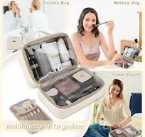 HERYEBING Beauty Case da Viaggio, Borsa Trucco in pelle PU, Borsa da  Toilette da Viaggio, impermeabile Pochette Trucchi con Scompartimenti per  ...