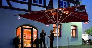 Sonnenschirm Mit Beleuchtung Und Heizstrahler Foto May Grossschirm Gastroschirm Bielefeld Sonnenschirm Beleuchtung Schirm