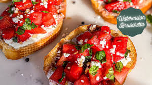 Brushetta with red wine vinegar and honey food network. Watermelon Bruschetta With Herbed Whipped Ricotta Refreshing Vegetarian Appetizer Recipe For Summer Youtube