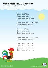 Good Morning Mr Rooster Lyrics Poster Super Simple Songs For Toddlers Preschool Songs Good Morning Song
