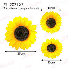 Tanaman bunga matahari tinggi besar + pot putih dan batu hias. Fl 2030 X5 Fl 2031 X3 Artificial Big Sunflower Bunga Matahari Besar