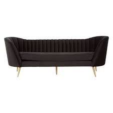 Get free shipping on qualified black sofas or buy online pick up in store today in the furniture department. Renzo 3 Seater Black Velvet Sofa With Brushed Gold Legs Designer Sofas 4u