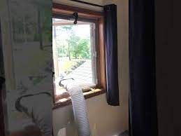 Some customers have fashioned a solution using plexiglas to cover their entire window area and then have a small hole cut into the plexiglas for the hot air discharge hose. Venting A Portable Air Conditioner Through A Casement Window Youtube