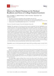 Pdf Effects Of A Mental Warmup On The Workout Readiness And Stress Of College Student Exercisers