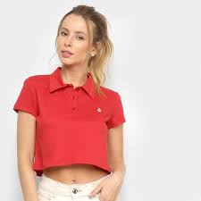 Camisa Polo Cropped Volcom Heather Stone Feminina Vermelho Zattini