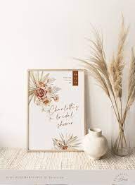 Dried Palm Burnt Orange Muted Floral Bridal Shower Welcome Sign Template Boho Bridal Shower In 2020 Bridal Shower Welcome Sign Boho Bridal Shower Floral Bridal Shower