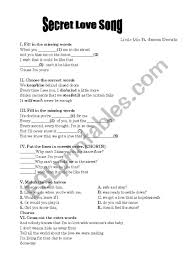 Get the lyrics for 'secret love (비밀연애) (feat. Secret Love Song Esl Worksheet By Leesunn