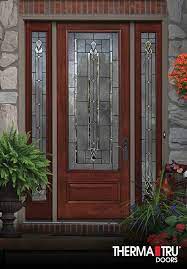 3 4 Lite 1 Panel Fiberglass Exterior Door With Decorative Glass By Therma Tru Fiberglass Exterior Doors Traditional Front Doors Stained Glass Door
