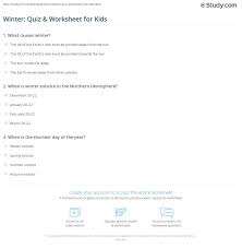 These pieces will keep you a happy camper. Winter Quiz Worksheet For Kids Study Com
