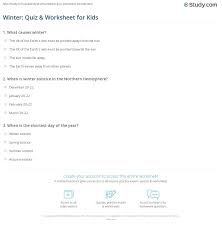 Indeed english is one language that is spoken across various countries. Winter Quiz Worksheet For Kids Study Com