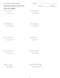 Sep 23, 2013 | kuta software infinite algebra 2. Factoring Quadratic Expressions